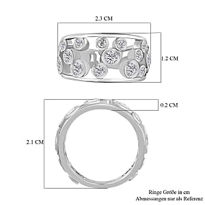 Moissanite 1.10 ctw Band Ring in Platinum Over Sterling Silver (Size 8)