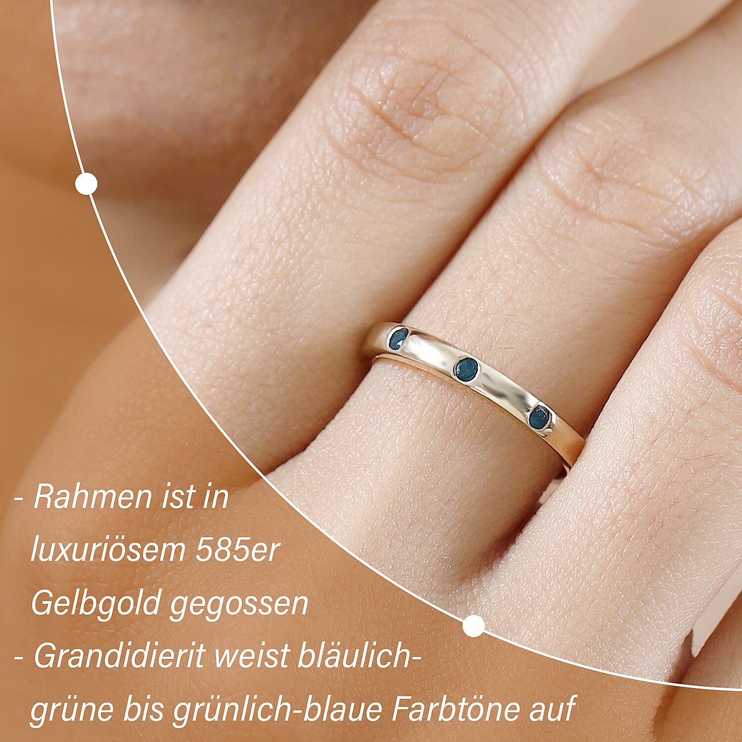 AAA Grandidierite 0.25 ctw Band Ring in 14K Yellow Gold (Size 6.5)