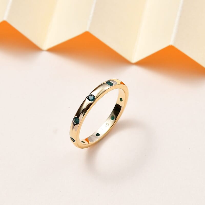 AAA Grandidierite 0.25 ctw Band Ring in 14K Yellow Gold (Size 6.5)