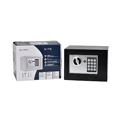Safe Box with Password Lock and Two Emergency Keys (Powered by 4xAA Batteries)