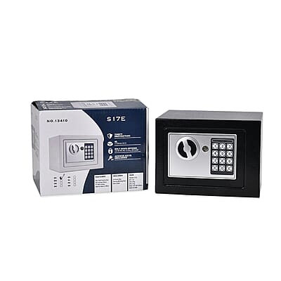 Safe Box with Password Lock and Two Emergency Keys (Powered by 4xAA Batteries)