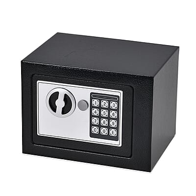 Safe Box with Password Lock and Two Emergency Keys (Powered by 4xAA Batteries)