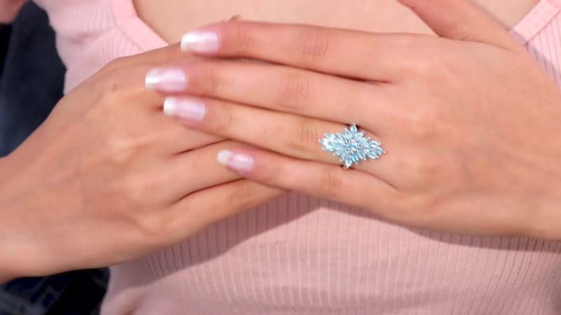 Betroka Blue Apatite Elongated Ring in Platinum Over Sterling Silver (Size 10.0) 2.60 ctw