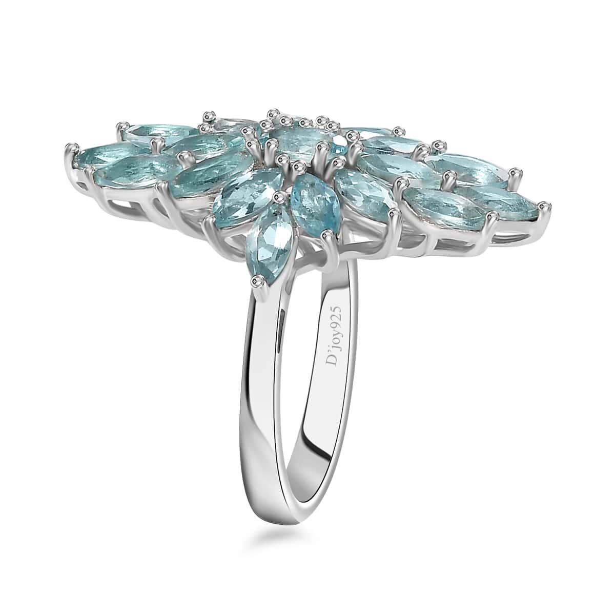 Betroka Blue Apatite Elongated Ring in Platinum Over Sterling Silver (Size 10.0) 2.60 ctw image number 3