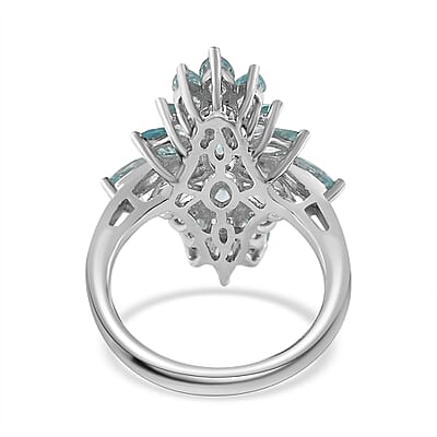 Betroka Blue Apatite Elongated Ring in Platinum Over Sterling Silver (Size 10.0) 2.60 ctw