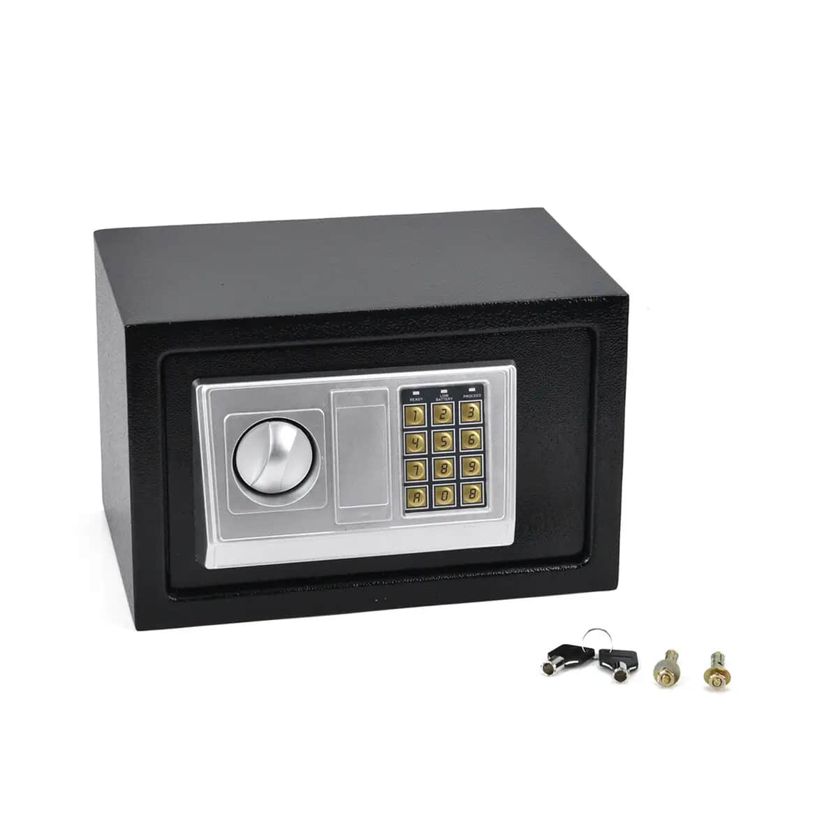 Safe Box with Password Lock and Two Emergency Keys (Powered by 4xAA Batteries) (6.69"x9.05"x6.69") image number 0