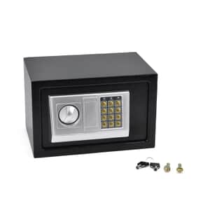 Safe Box with Password Lock and Two Emergency Keys (Powered by 4xAA Batteries)