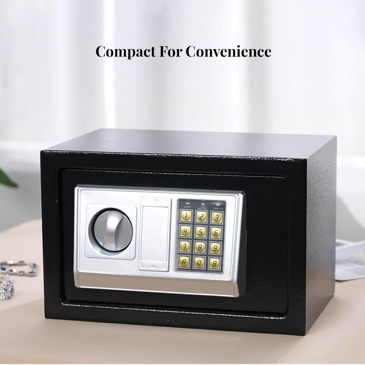 Safe Box with Password Lock and Two Emergency Keys (Powered by 4xAA Batteries) image number 1