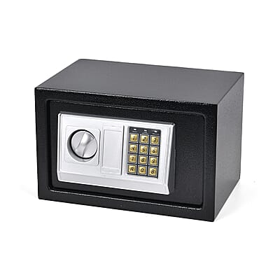 Safe Box with Password Lock and Two Emergency Keys (Powered by 4xAA Batteries)