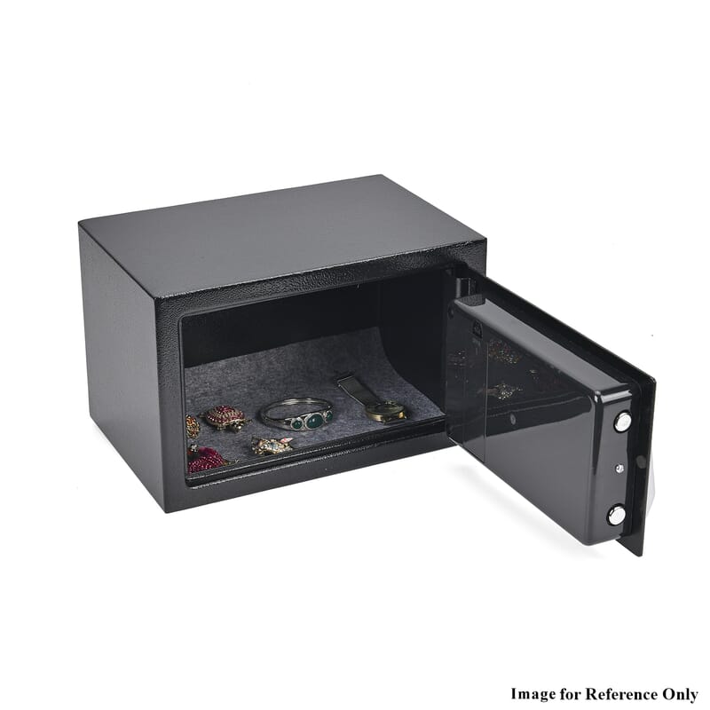 Safe Box with Password Lock and Two Emergency Keys (Powered by 4xAA Batteries)