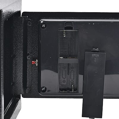 Safe Box with Password Lock and Two Emergency Keys (Powered by 4xAA Batteries)