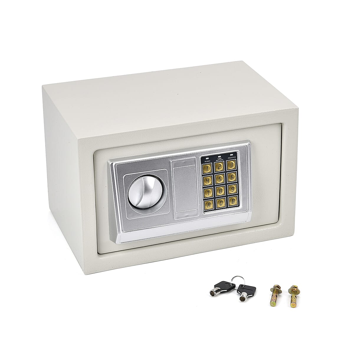 Safe Box with Password Lock and Two Emergency Keys (Powered by 4xAA Batteries) image number 0