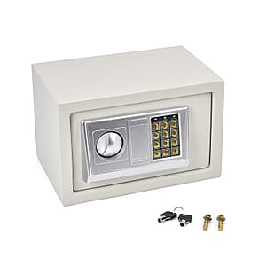 Safe Box with Password Lock and Two Emergency Keys (Powered by 4xAA Batteries)