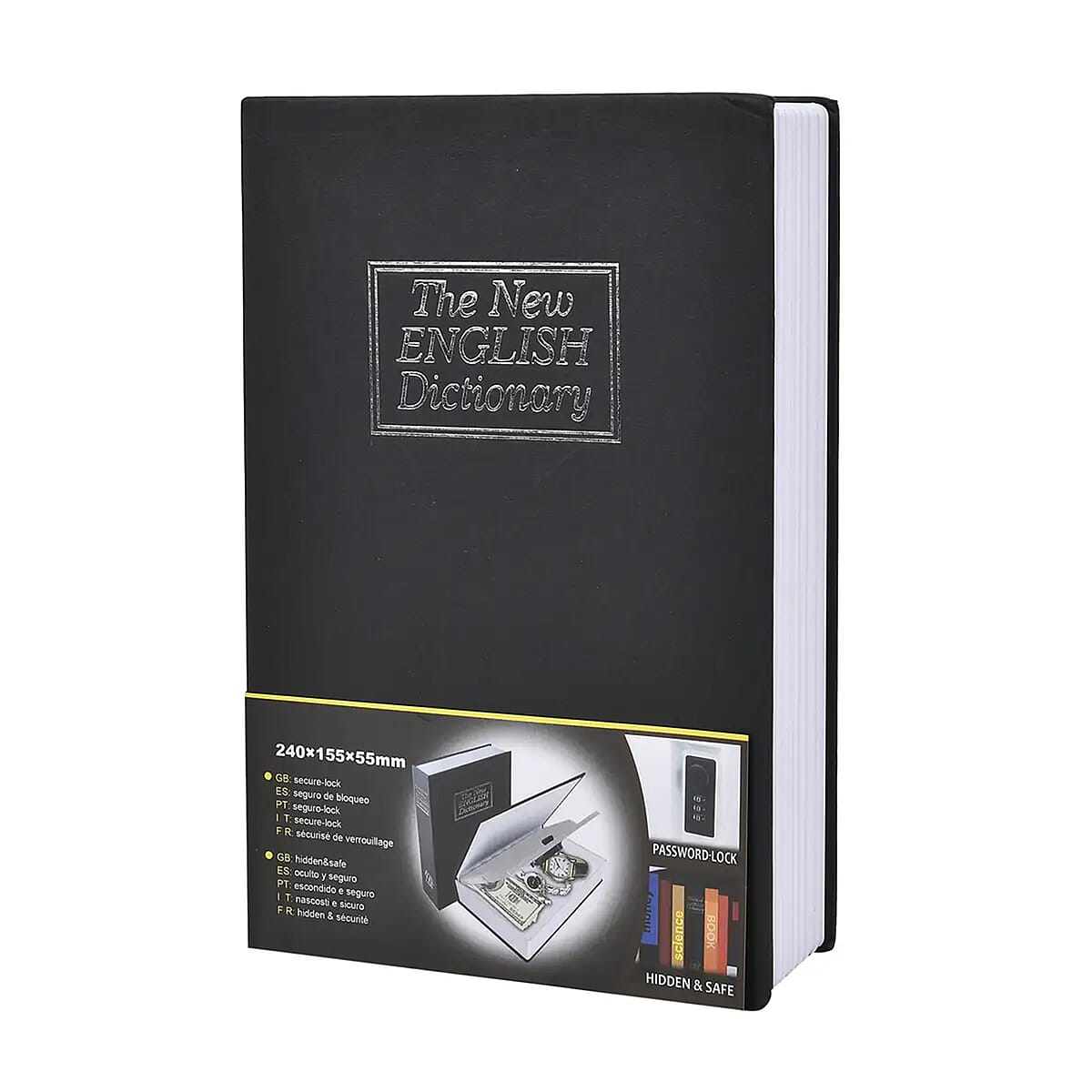 Dictionary Diversion Secret Hidden Safe Storage Book with Password Lock - Black image number 0