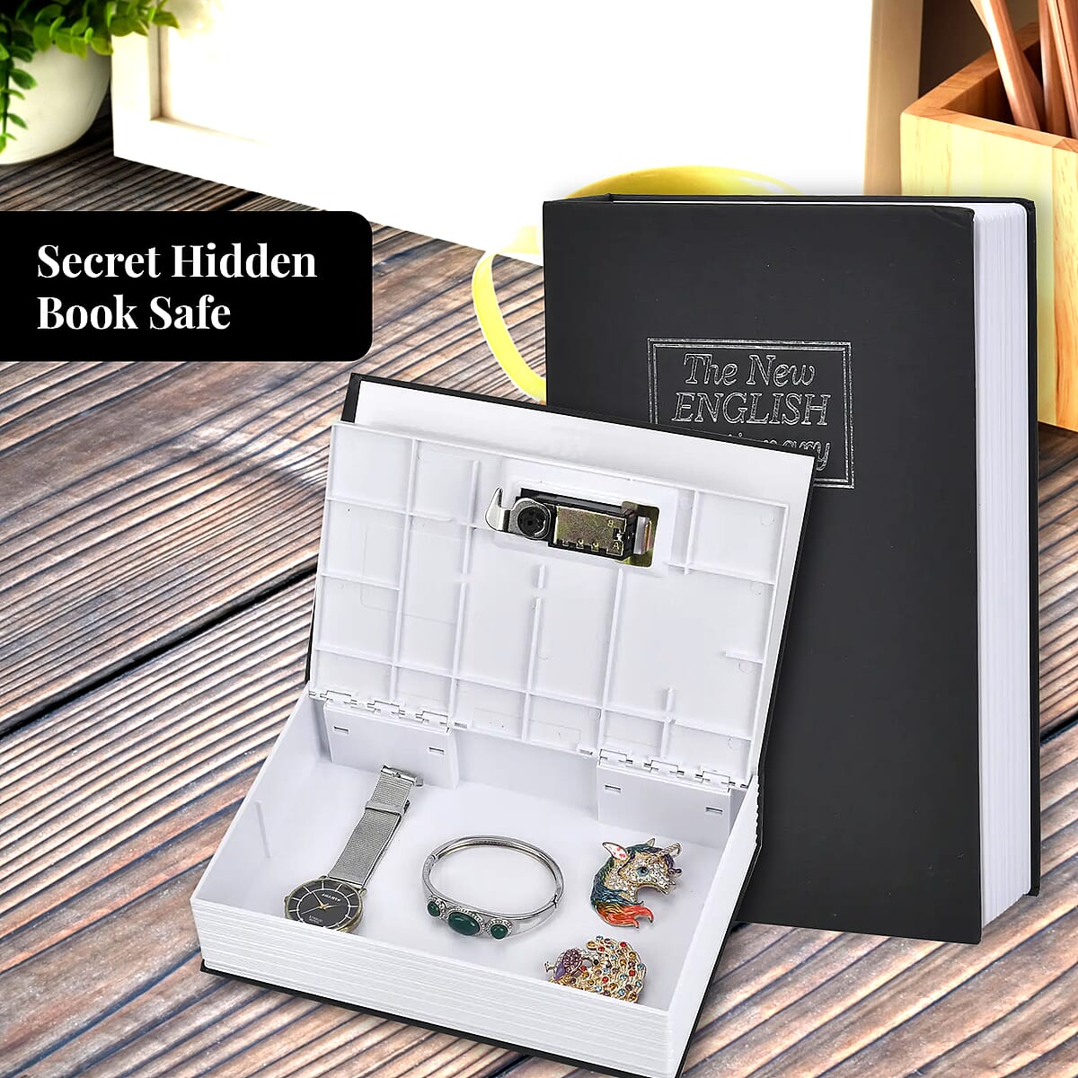 Dictionary Diversion Secret Hidden Safe Storage Book with Password Lock - Black image number 1