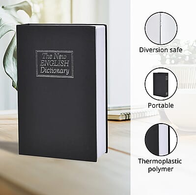 Dictionary Diversion Secret Hidden Safe Storage Book with Password Lock - Black
