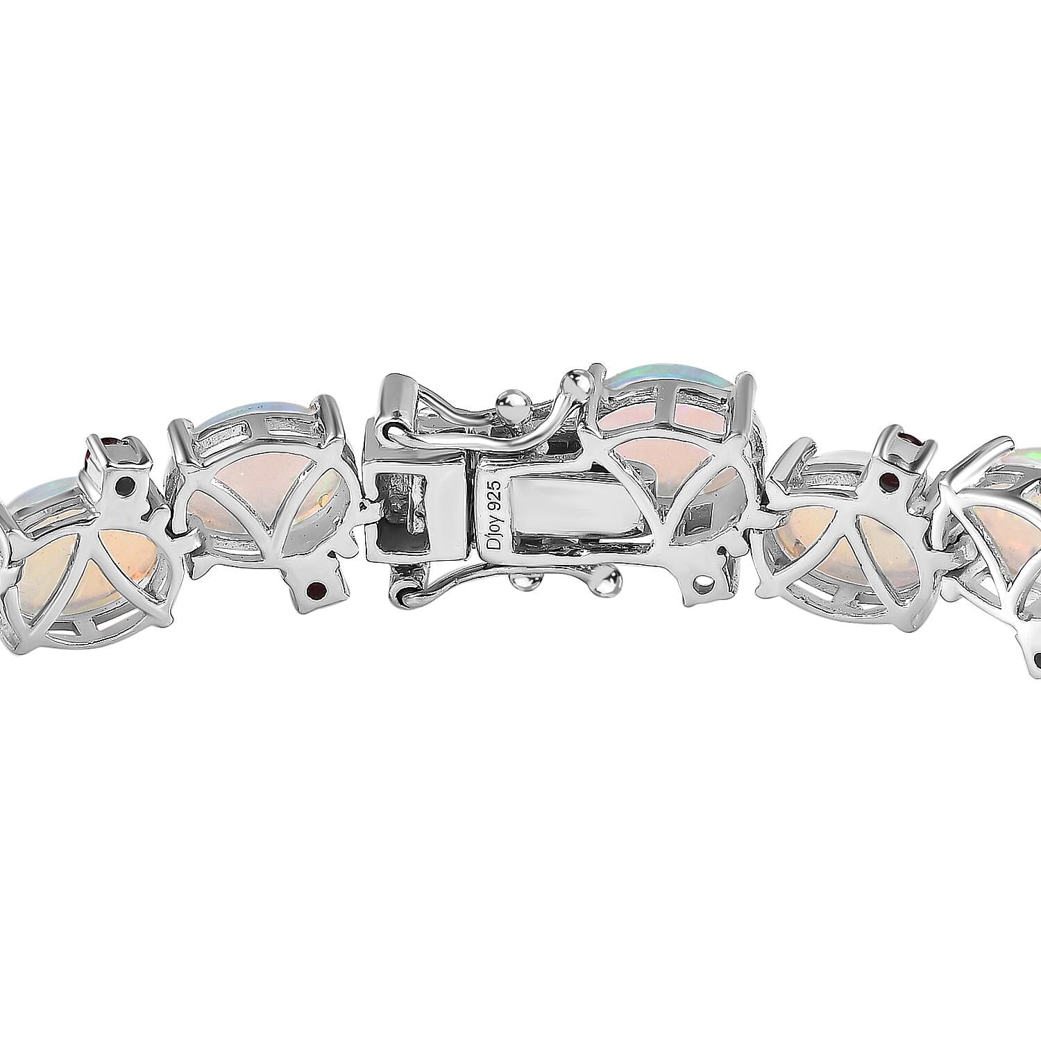 Ethiopian Welo Opal and Orissa Rhodolite Garnet Bracelet in Platinum Over Sterling Silver (7.25 In) 19.35 ctw