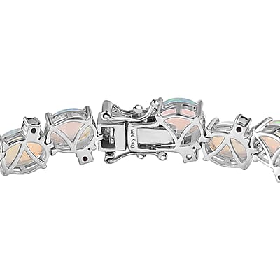 Ethiopian Welo Opal and Orissa Rhodolite Garnet Bracelet in Platinum Over Sterling Silver (7.25 In) 19.35 ctw