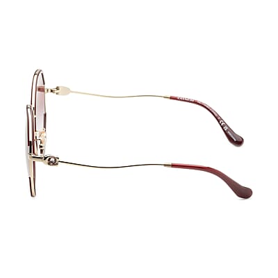 Coach Women's Light Gold/Burgundy Round Sunglasses with Protection Case