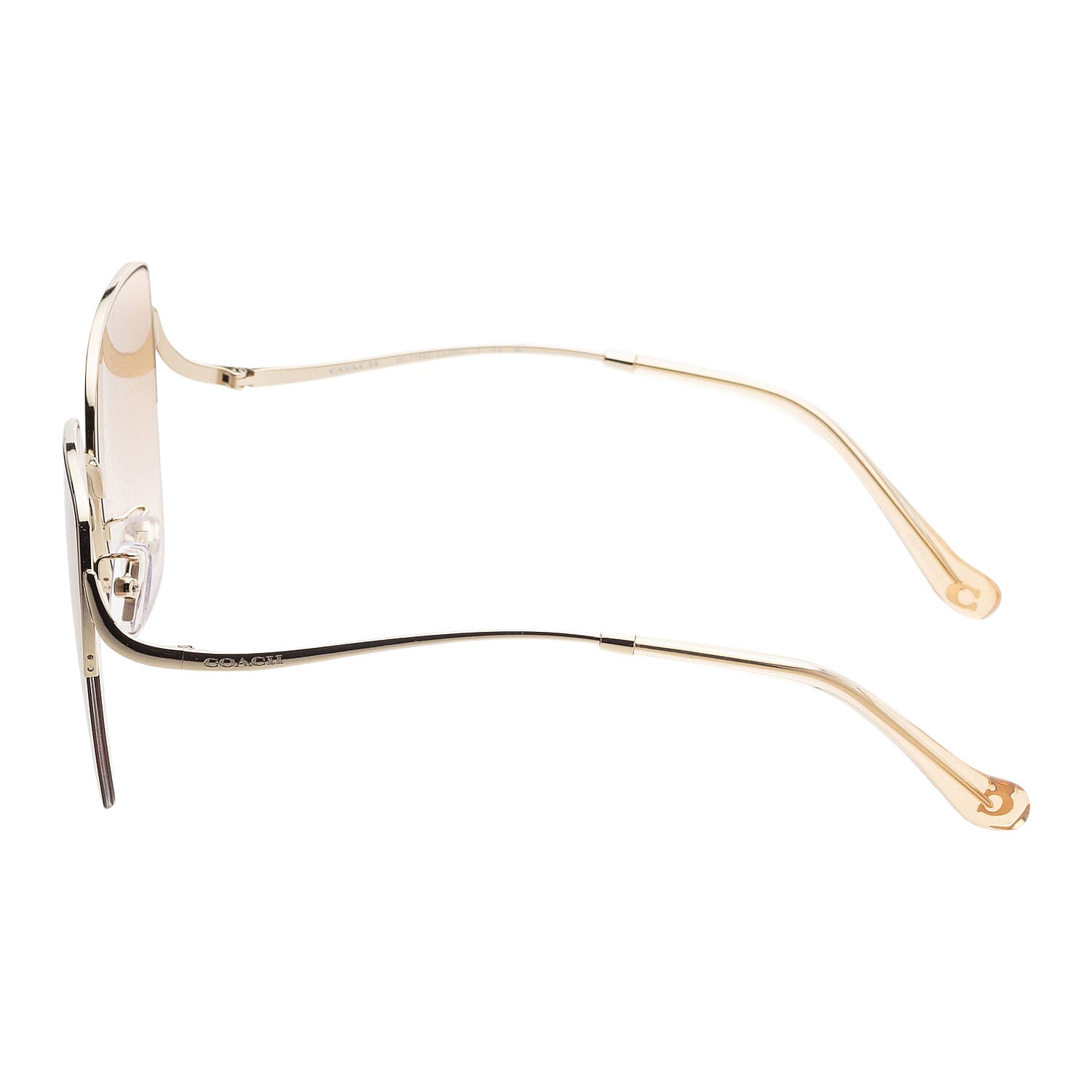 Coach Women's Shiny Light Gold Oversized Sunglasses with Protection Case