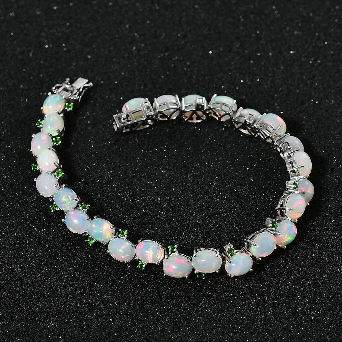 Ethiopian Welo Opal and Chrome Diopside Bracelet in Platinum Over Sterling Silver (8.00 In) 21.00 ctw image number 2