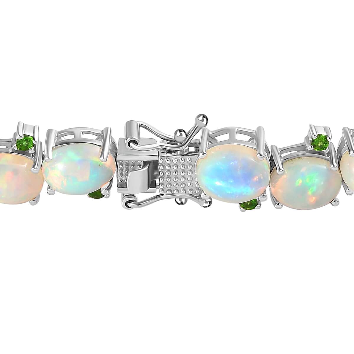 Ethiopian Welo Opal and Chrome Diopside Bracelet in Platinum Over Sterling Silver (8.00 In) 21.00 ctw image number 4