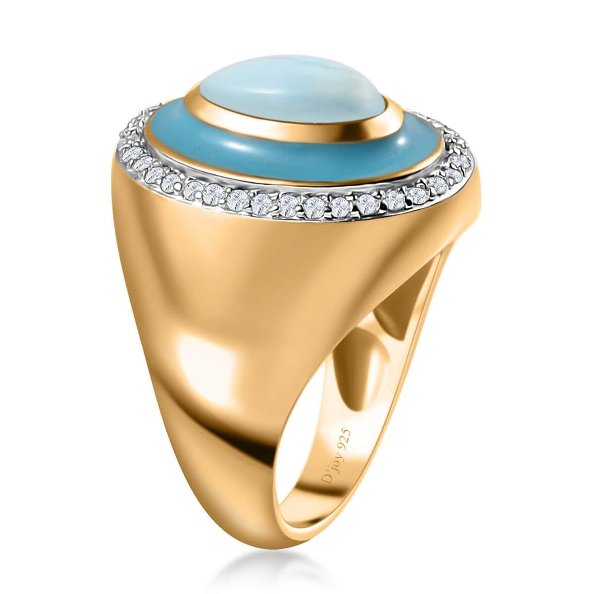 Larimar and Moissanite Ring in Vermeil Yellow Gold Over Sterling Silver (Size 10.0) 2.10 ctw image number 3