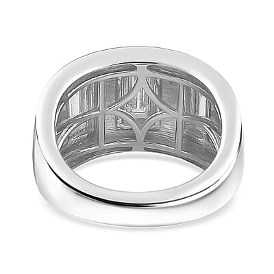 D'Joy Moissanite and Enameled 1.00 ctw 3 Stone Ring in Platinum Over Sterling Silver (Size 10.0)