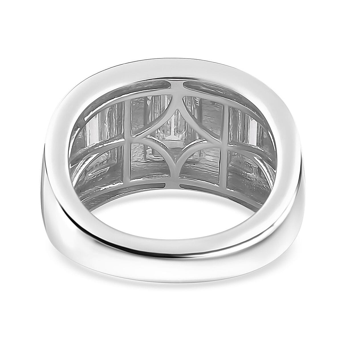 Moissanite and Enameled 1.00 ctw 3 Stone Ring in Platinum Over Sterling Silver (Size 7.0) image number 4
