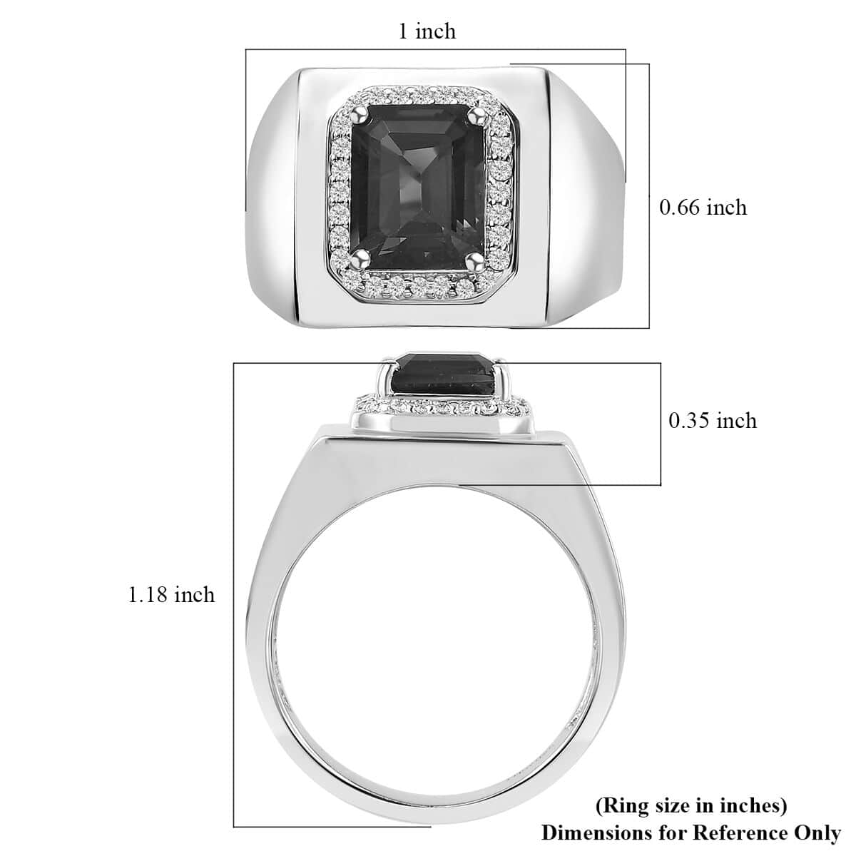 African Amethyst and Moissanite Men's Ring in Platinum Over Sterling Silver (Size 10.0) 3.50 ctw image number 5