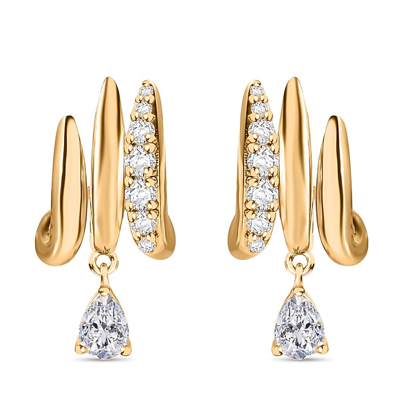 D'Joy Moissanite 1.30 ctw Earrings in Vermeil Yellow Gold Over Sterling Silver 