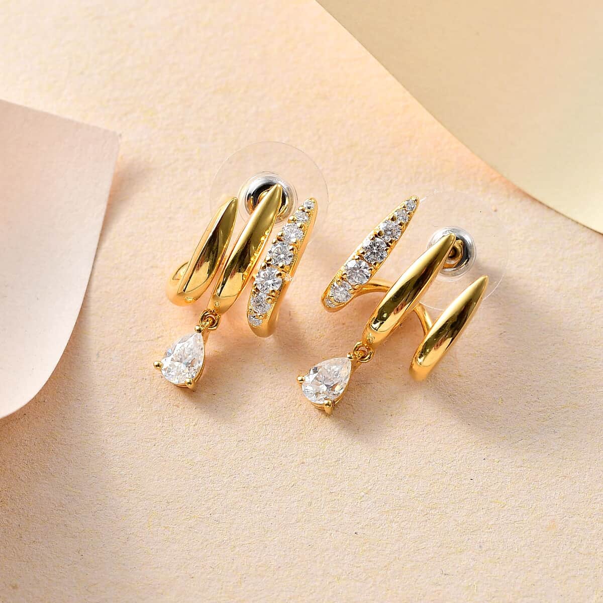 Moissanite 1.30 ctw Earrings in Vermeil Yellow Gold Over Sterling Silver  image number 1