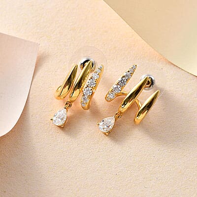 D'Joy Moissanite 1.30 ctw Earrings in Vermeil Yellow Gold Over Sterling Silver 