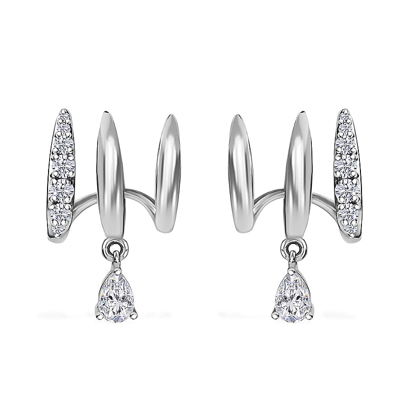 Moissanite 1.30 ctw Fancy Earrings in Platinum Over Sterling Silver