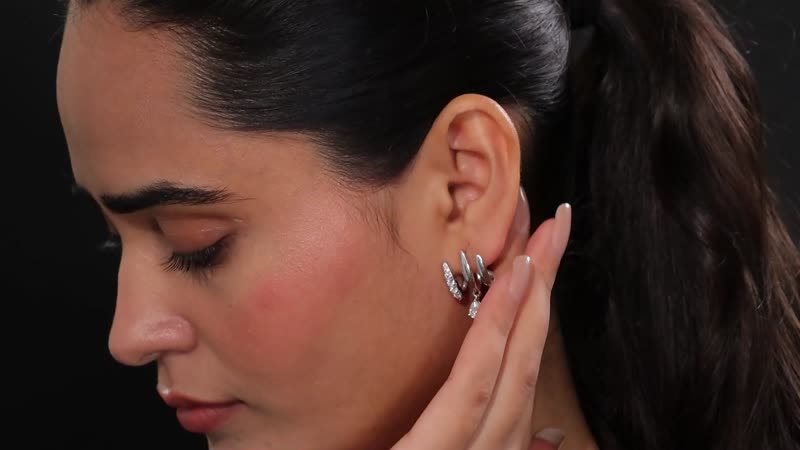 Moissanite 1.30 ctw Fancy Earrings in Platinum Over Sterling Silver
