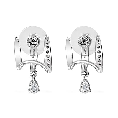 Moissanite 1.30 ctw Fancy Earrings in Platinum Over Sterling Silver