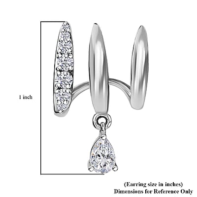 Moissanite 1.30 ctw Fancy Earrings in Platinum Over Sterling Silver