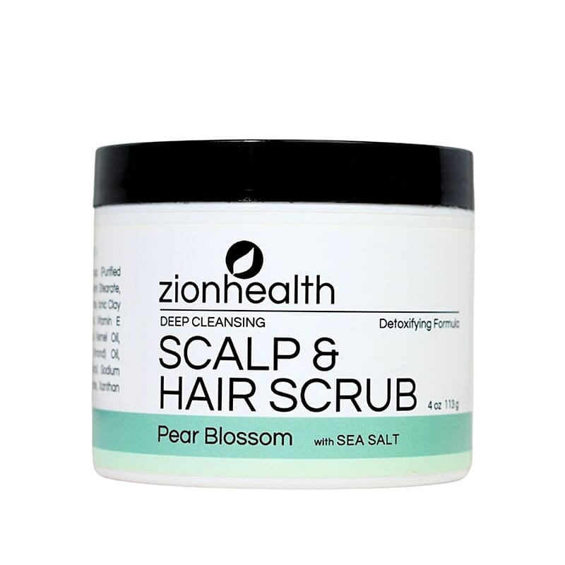 ZionHealth Deep Cleansing Scalp & Hair Scrub with Sea Salt- Pear Blossom (4oz)