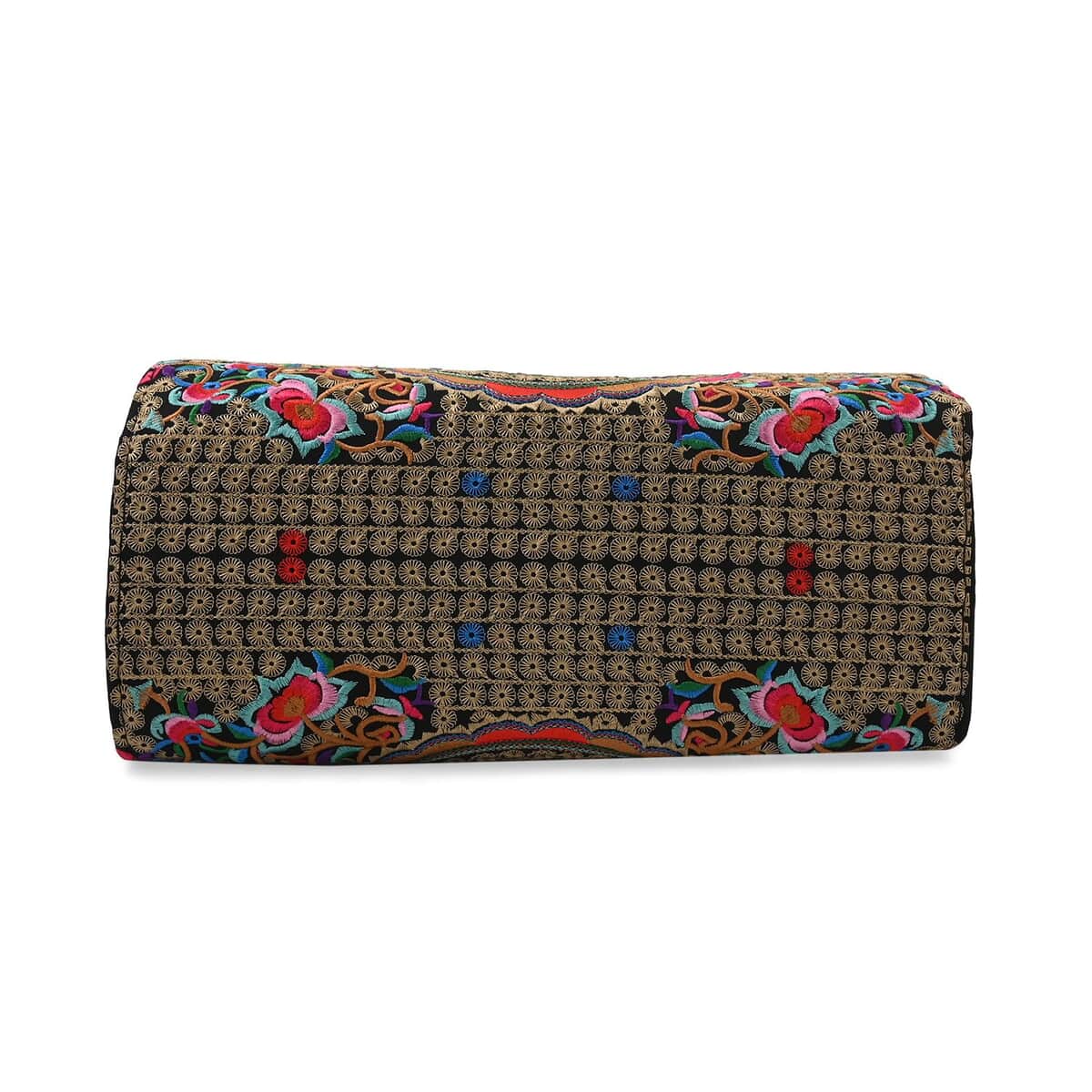 Multi Color & Floral Embroidered Handbag with Shoulder Strap image number 4