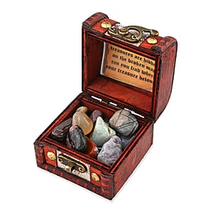 Closeout Brown Wooden Chest with Mixed Gemstones