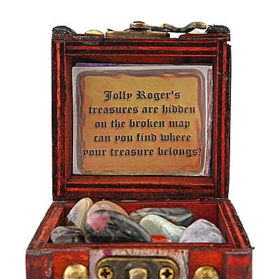 Closeout Brown Wooden Chest with Mixed Gemstones