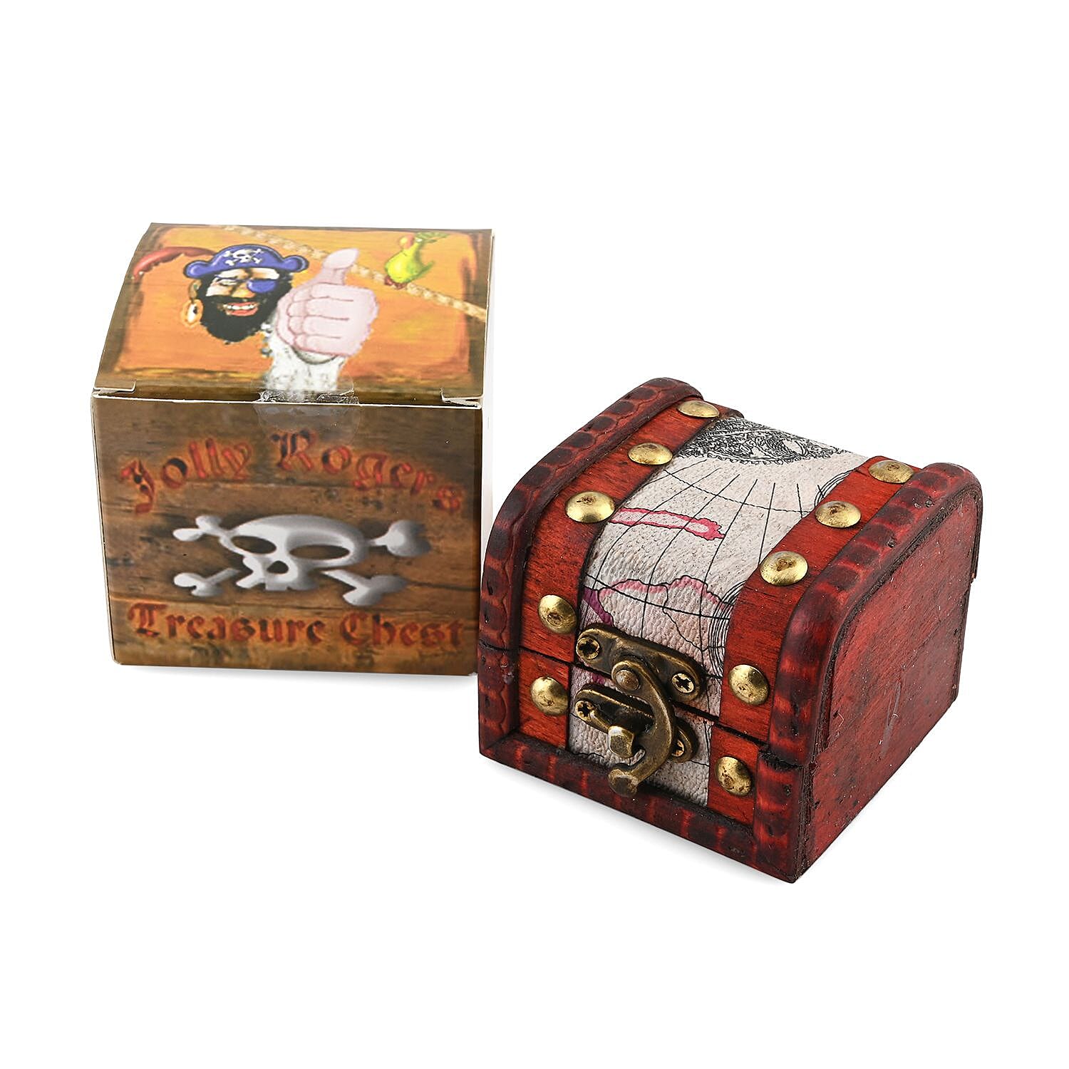 Closeout Brown Wooden Chest with Mixed Gemstones