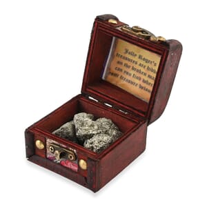 Closeout Brown Wooden Chest with Pyrite Gemstones