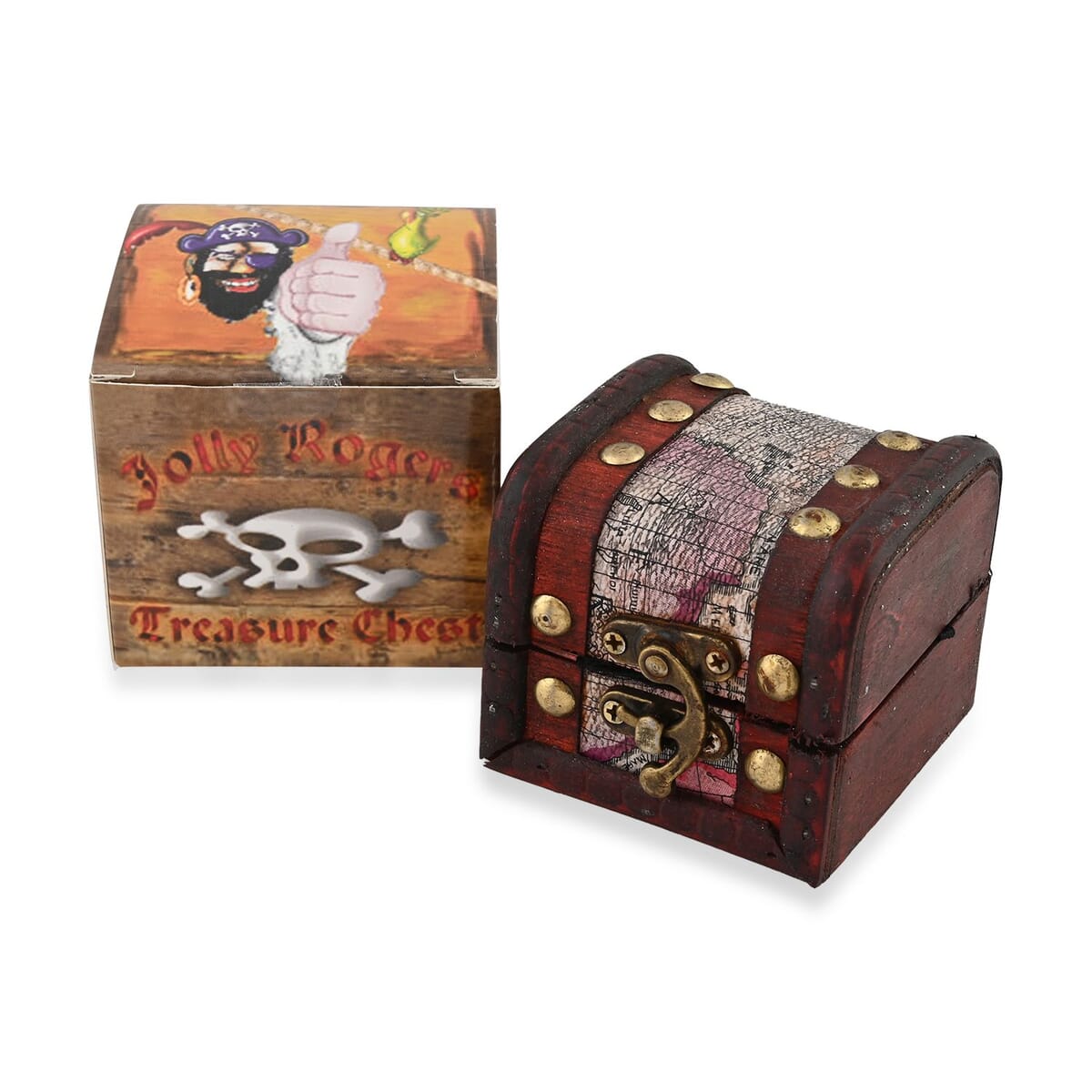 Closeout Brown Wooden Chest with Pyrite Gemstones image number 4