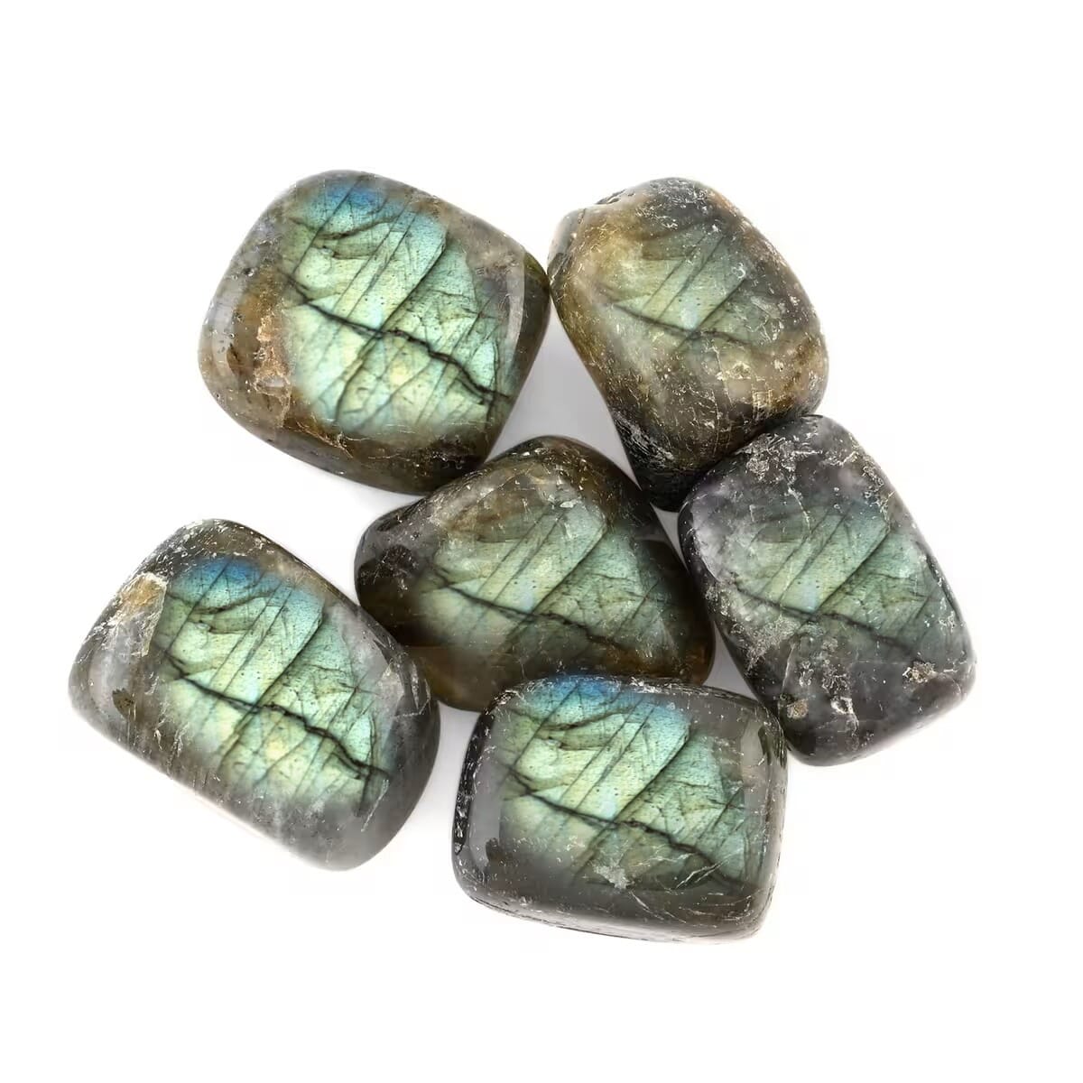 Brown Wooden Chest with Labradorite Gemstones image number 1
