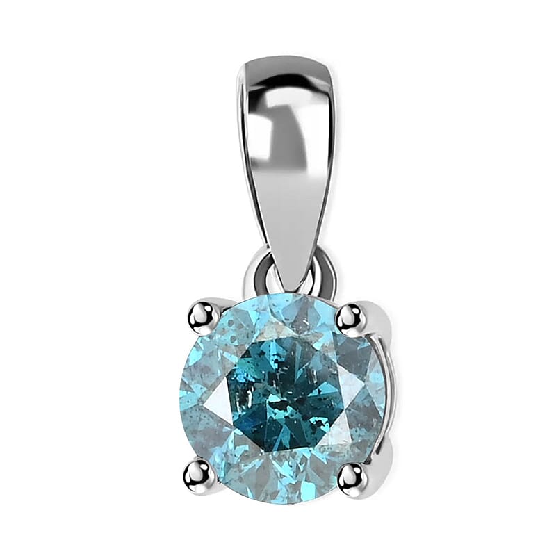Luxoro 14K White Gold Venice Blue Diamond I1-I2 Solitaire Ring (Size 6.0) 1.00 ctw