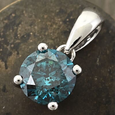 Luxoro 14K White Gold Venice Blue Diamond I1-I2 Solitaire Ring (Size 6.0) 1.00 ctw