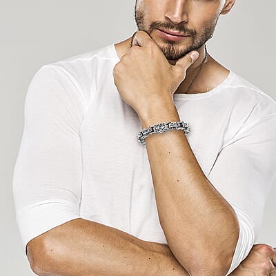Bali Legacy Men's Bracelet in Sterling Silver (6.50 In) 33.94 Grams