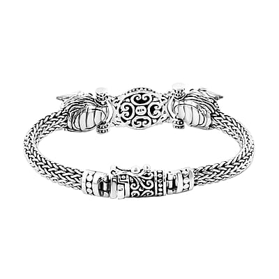Bali Legacy Blue Star Sapphire (DF) and Mozambique Garnet Pixiu Bracelet in Sterling Silver (6.50 In) 3.30 ctw