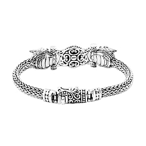 Bali Legacy Blue Star Sapphire (DF) and Mozambique Garnet Pixiu Bracelet in Sterling Silver (7.25 In) 3.30 ctw